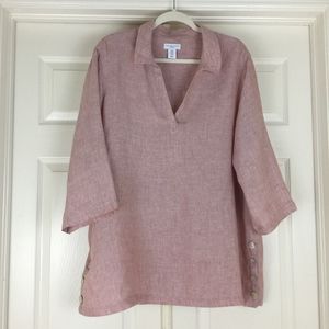 Linen popover tunic split neck Antibes Blanc